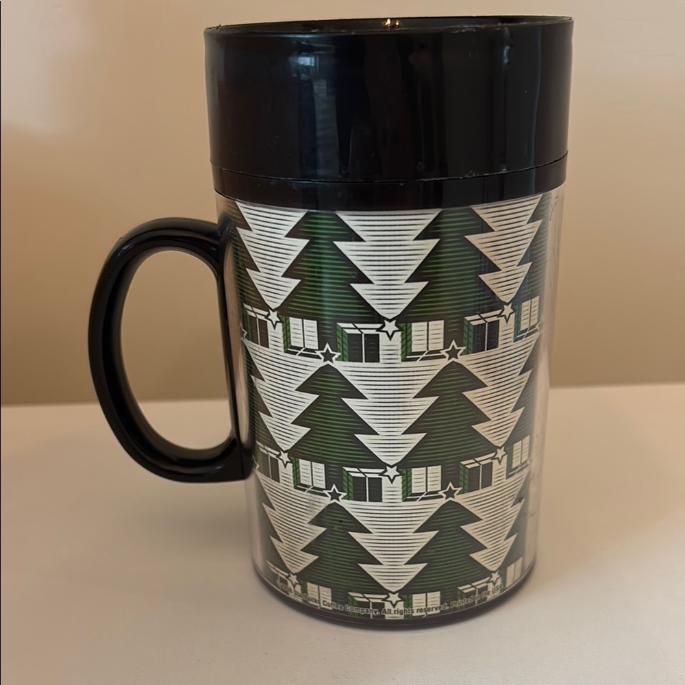 STARBUCKS 1998 Vintage Christmas Pine tree travel mug insulated holiday cup